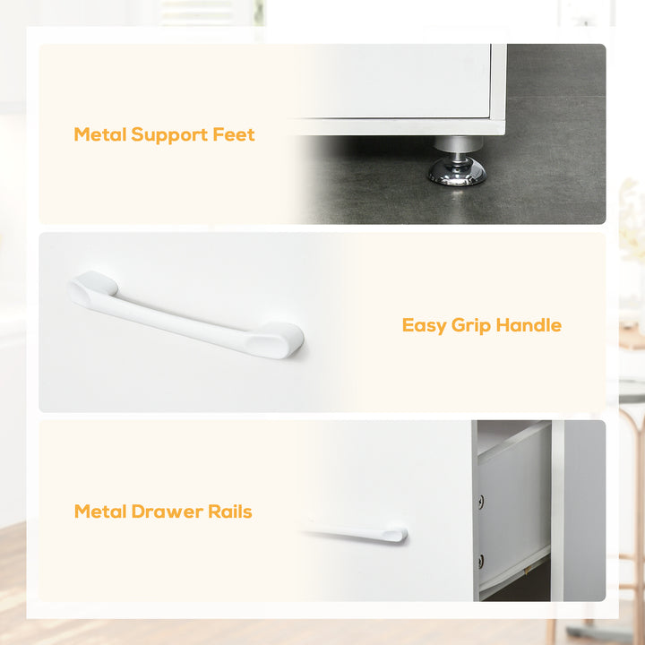 MCL Modern Kitchen Cupboard with Storage Cabinets, 3 Drawers and Open Countertop for Living Room, White