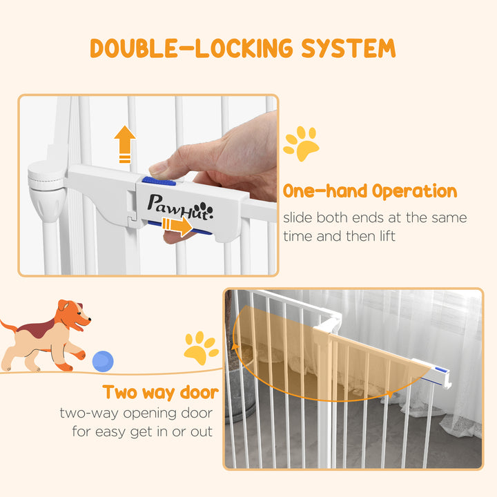 6 Panels Foldable Dog Playpen, Puppy Pen Crate with Door - White