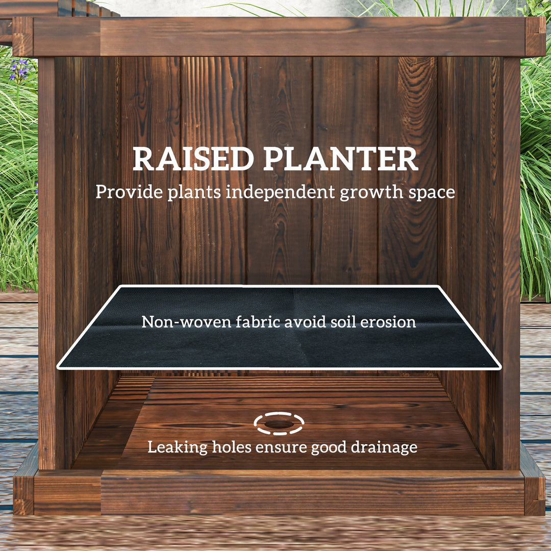 Wooden Garden Planter &amp; Bench Combination Garden Raised Bed Patio Park