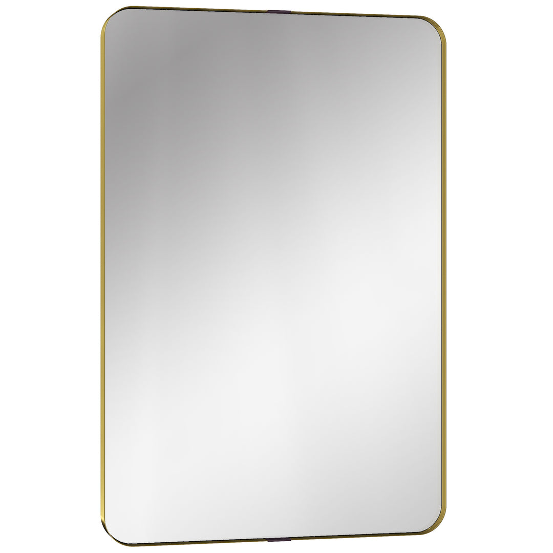 Rectangular Wall Mirror, 90 x 60 cm Wall Mounted Bathroom Mirror w/ Al