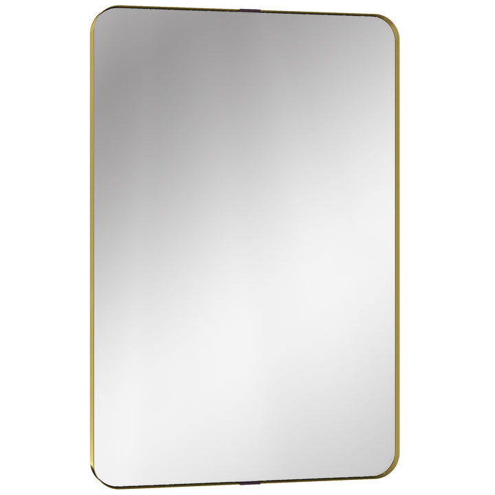 Rectangular Wall Mirror, 90 x 60 cm Wall Mounted Bathroom Mirror w/ Al