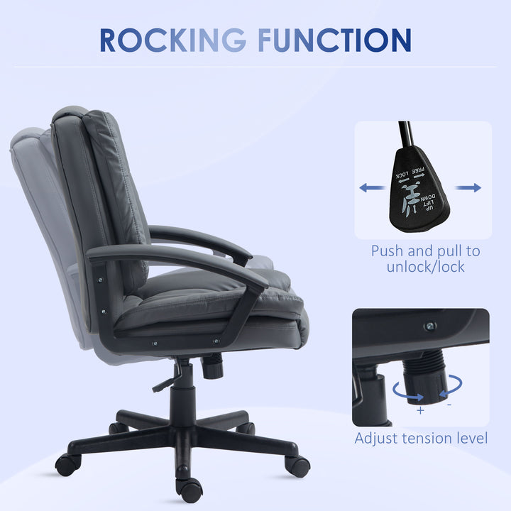 Vinsetto Office Chair, Faux Leather Computer Desk Chair, Mid Back Executive Chair with Adjustable Height and Swivel Rolling Wheels