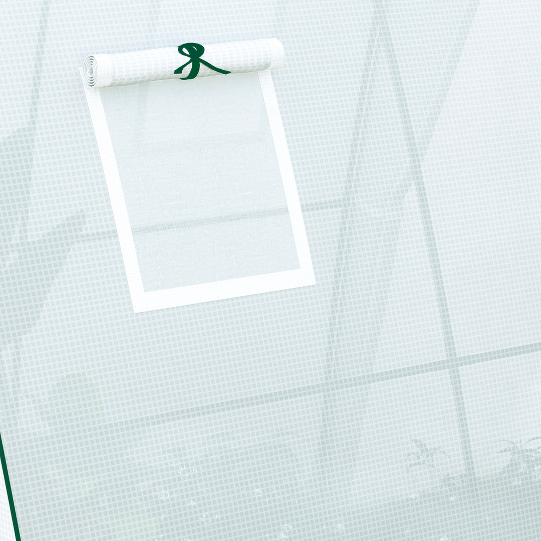 Polytunnel Greenhouse with Sandbags, Walk-In Tunnel Green House with 2 Doors and Screen Windows, 1.8 x 1.8 x 2m