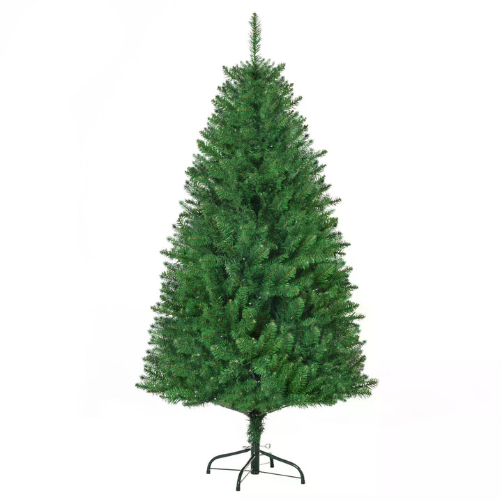 HOMCOM 5ft Prelit Christmas Tree Artificial Tree Warm White LED Light Holiday Home Xmas Decoration, Green | Aosom UK