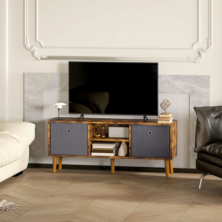 TV Cabinet Stand Unit for TVs up to 50'' with Foldable Drawers, Entertainment Centre for Living Room Rustic Brown