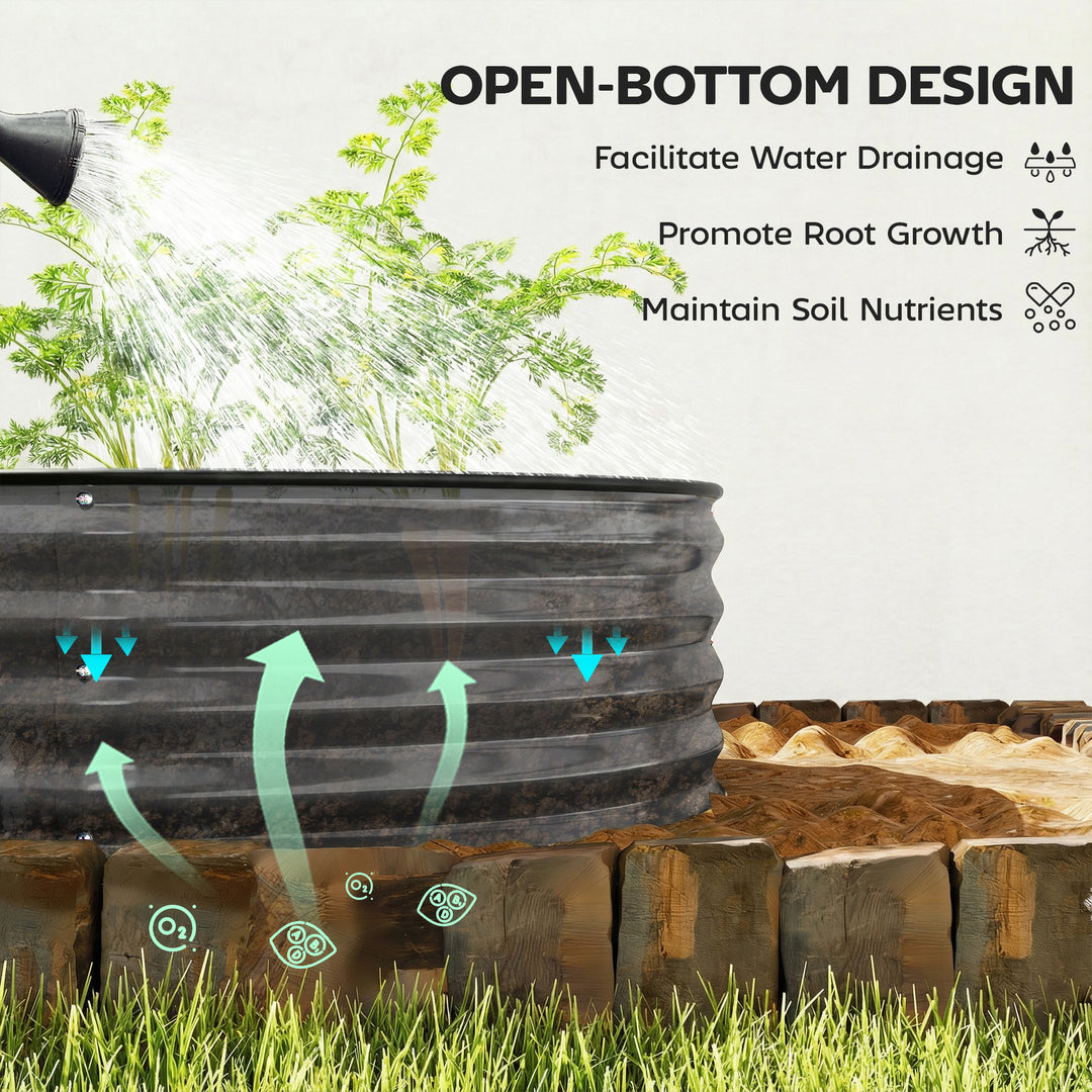 Galvanised Raised Garden Bed, Metal Planter Box with Safety Edging, fo