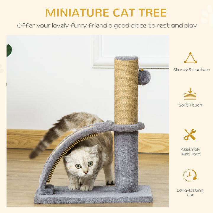 MCL Cat Tree for Indoor Cats Climbing Activity Center Kitten Tower Furniture with Jute Post Scratching Massage Board Hanging Ball with Bell 34 x 24 x 43cm Grey