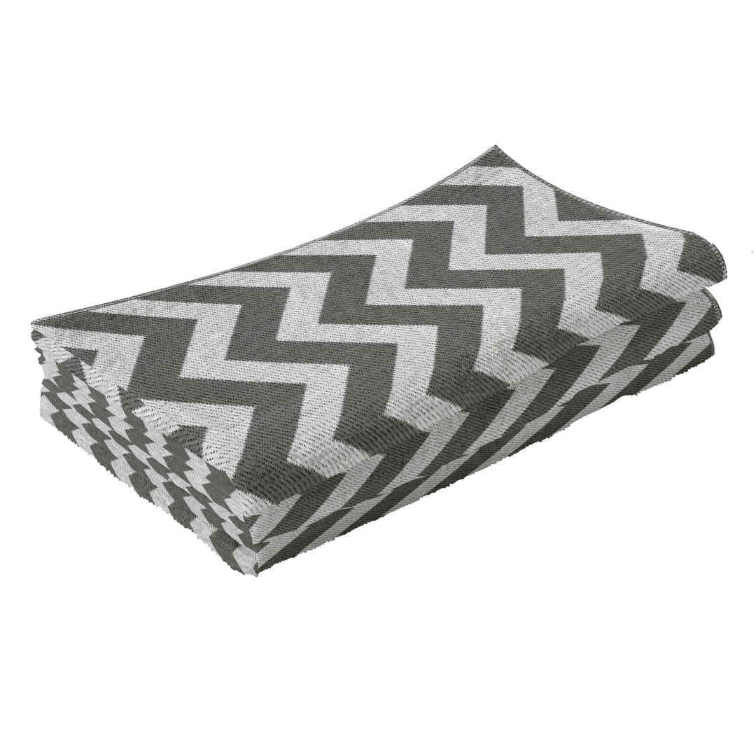 121 x 182 cm(4x6ft) Outdoor Rug Reversible Mat Plastic Straw Rug Portable RV Camping Mat for Garden Deck Picnic Indoor, Light Grey & White