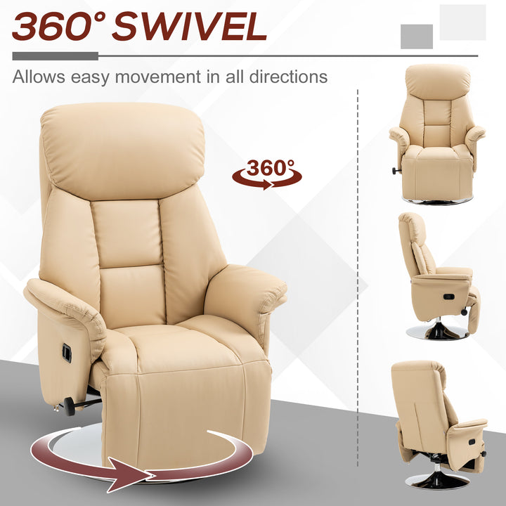 Adjustable Swivel Recliner, Manual Recliner Chair with Footrest, Padde