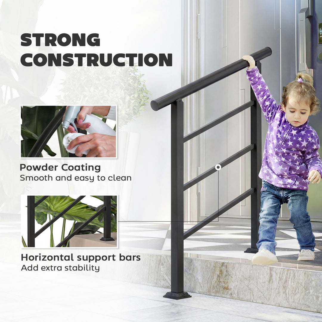 Outdoor Handrail for Stairs, 0°-45° Adjustable Wrought Iron Exterior H