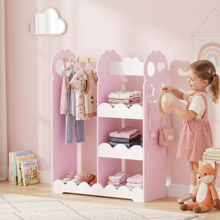 Kids Wardrobe, Children Dress Up Storage with Mirror, Clothes Rail - view 2