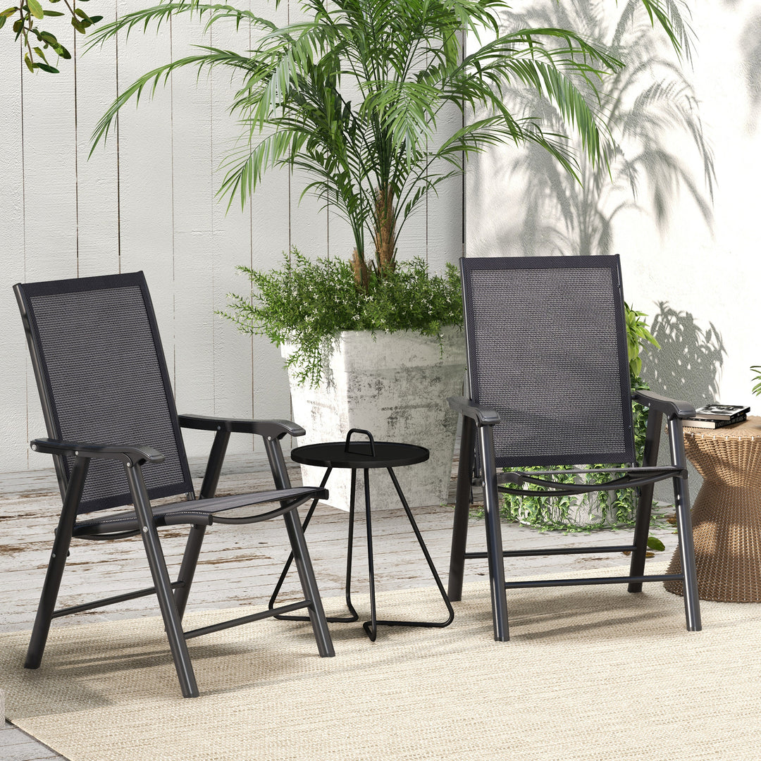 Set of Two Folding Garden Chairs - Dark Grey