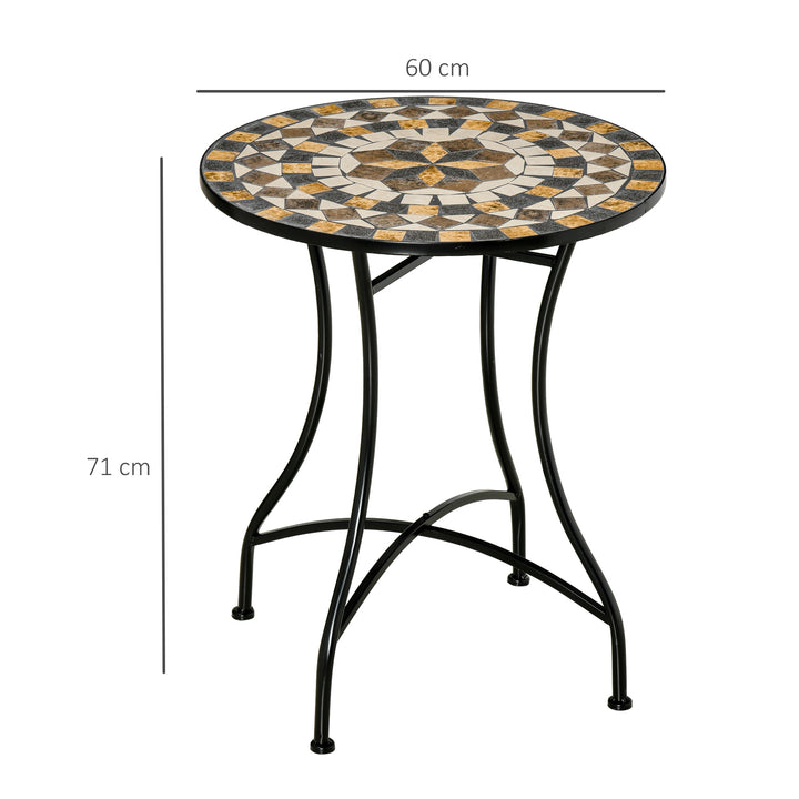 Φ60cm Mosaic Outdoor Patio Table - Grey
