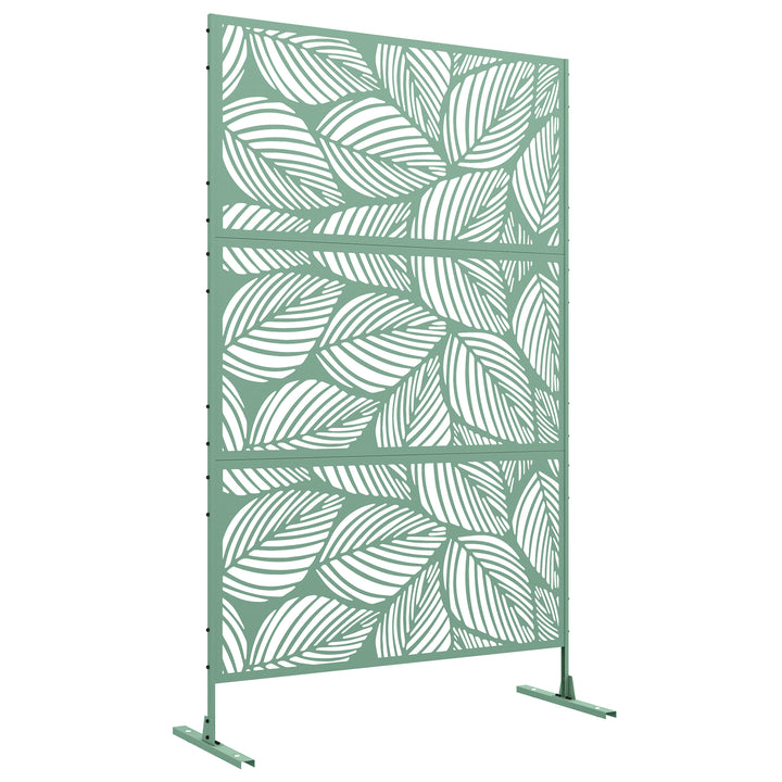 Metal Decorative Privacy Screen Outdoor Divider, Green Leaf