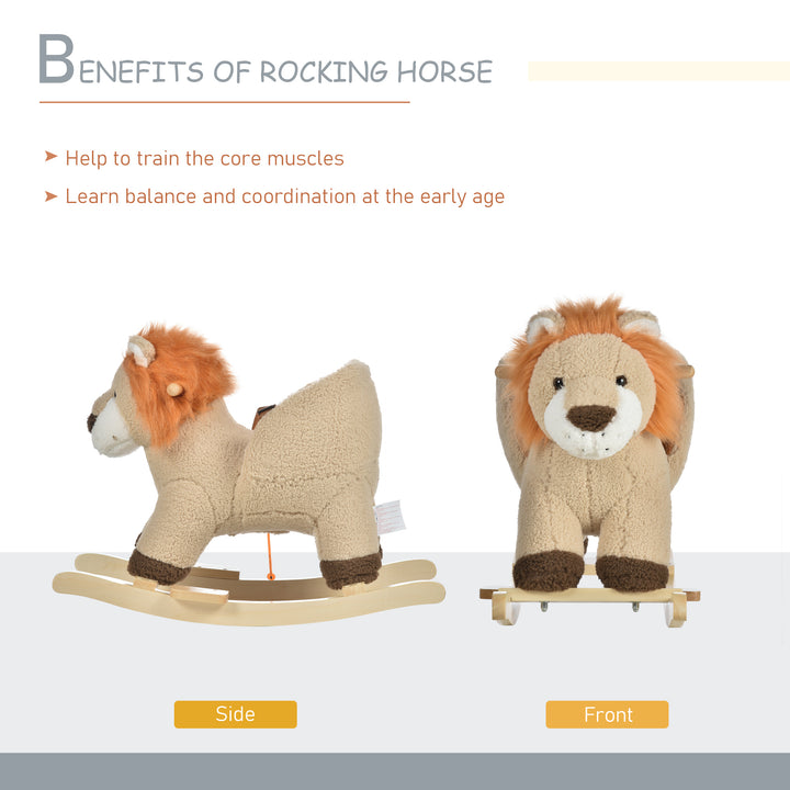 HOMCOM Toddlers Plush Lion Rocking Horse Brown | Aosom UK