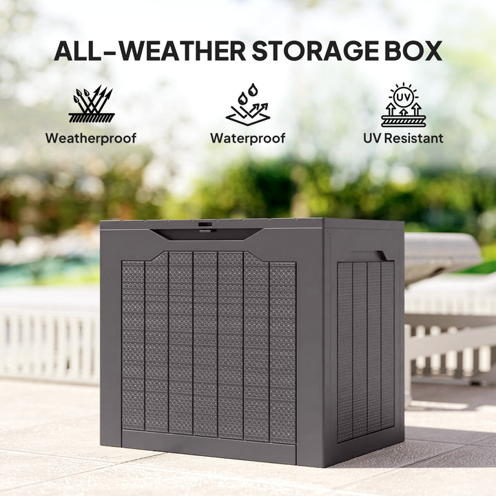 93L Plastic Garden Storage Box, Outdoor Storage Box with Handles, Waterproof Outdoor Storage Container