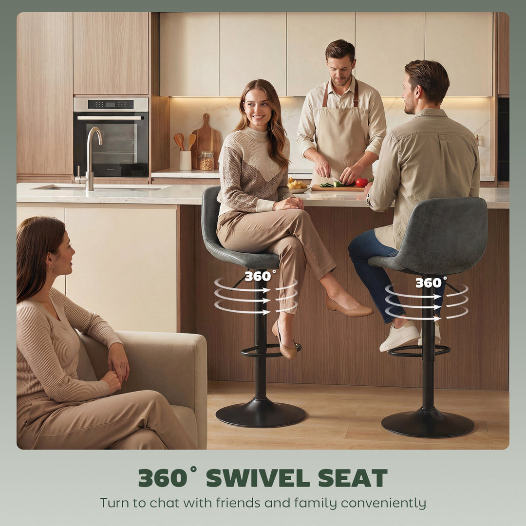 Bar Stools Set of 2, Modern Swivel Barstools with Footrest for Kitchen