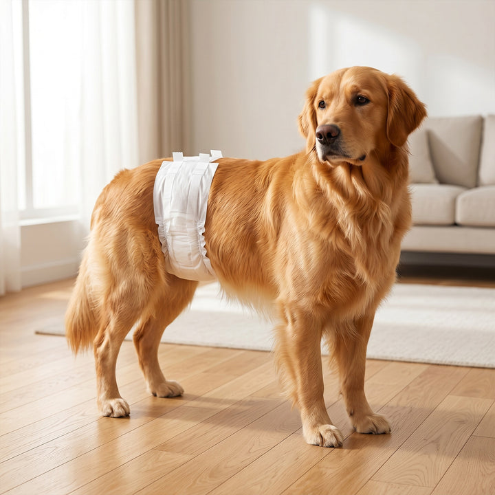 Dog Diapers Super Absorbent Leak-Proof Dog Nappies for Male Dogs Size 