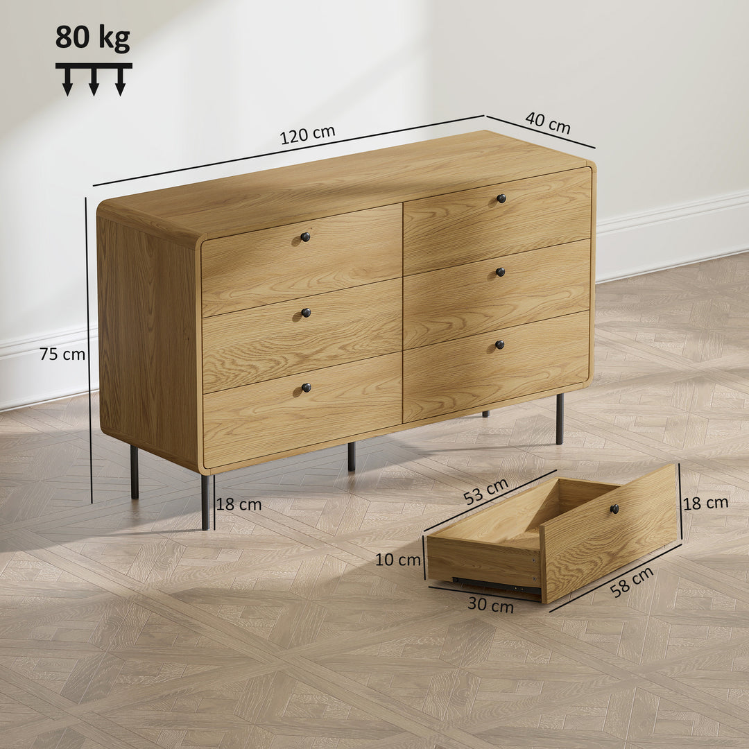 Chest of Drawers, 6 Drawer Dresser