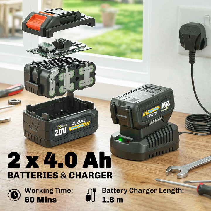 18V 8" Cordless Pole Chainsaw, 1.94m/2.56m Electric Chainsaw with 2 x 