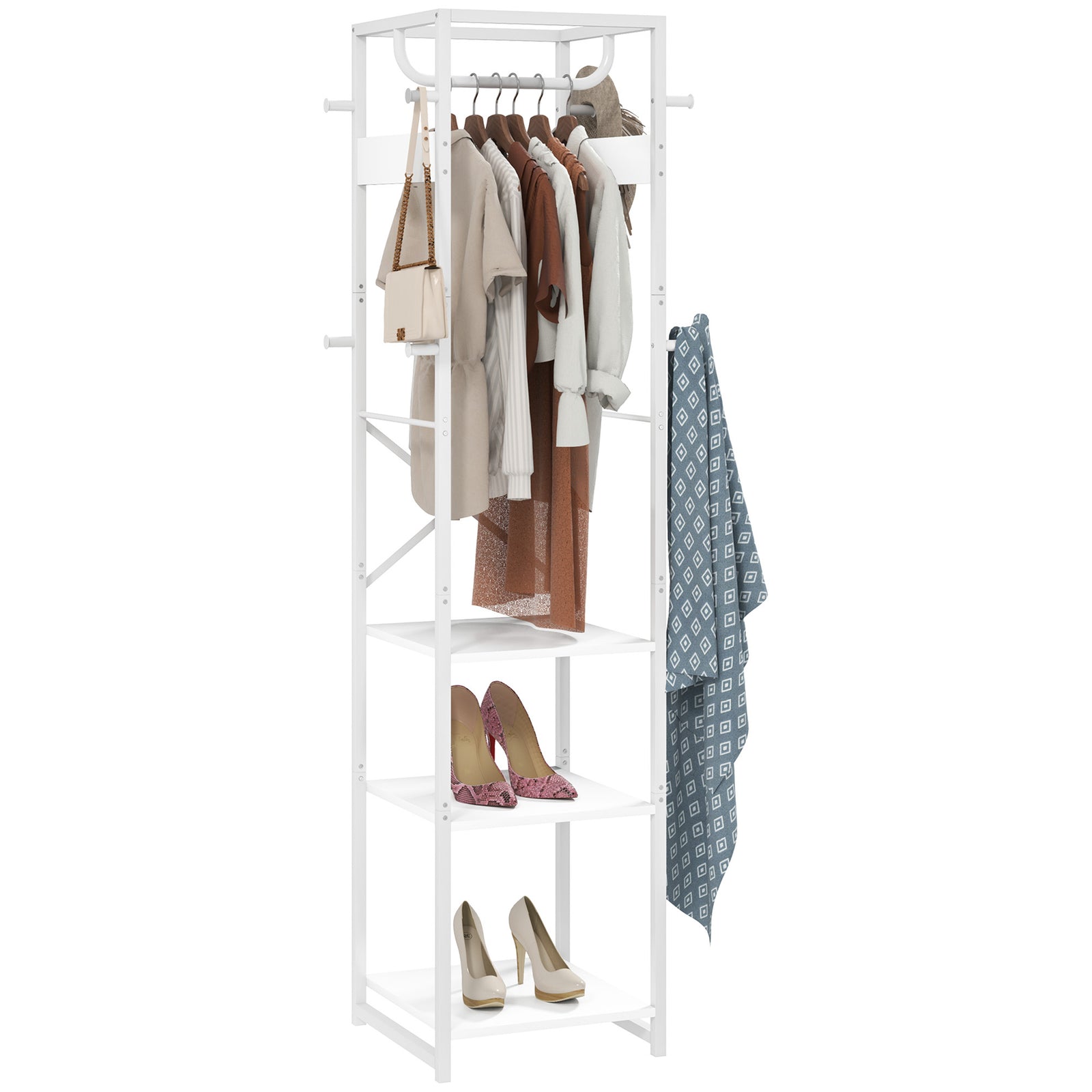 Multi-Storage Clothes Rack - White