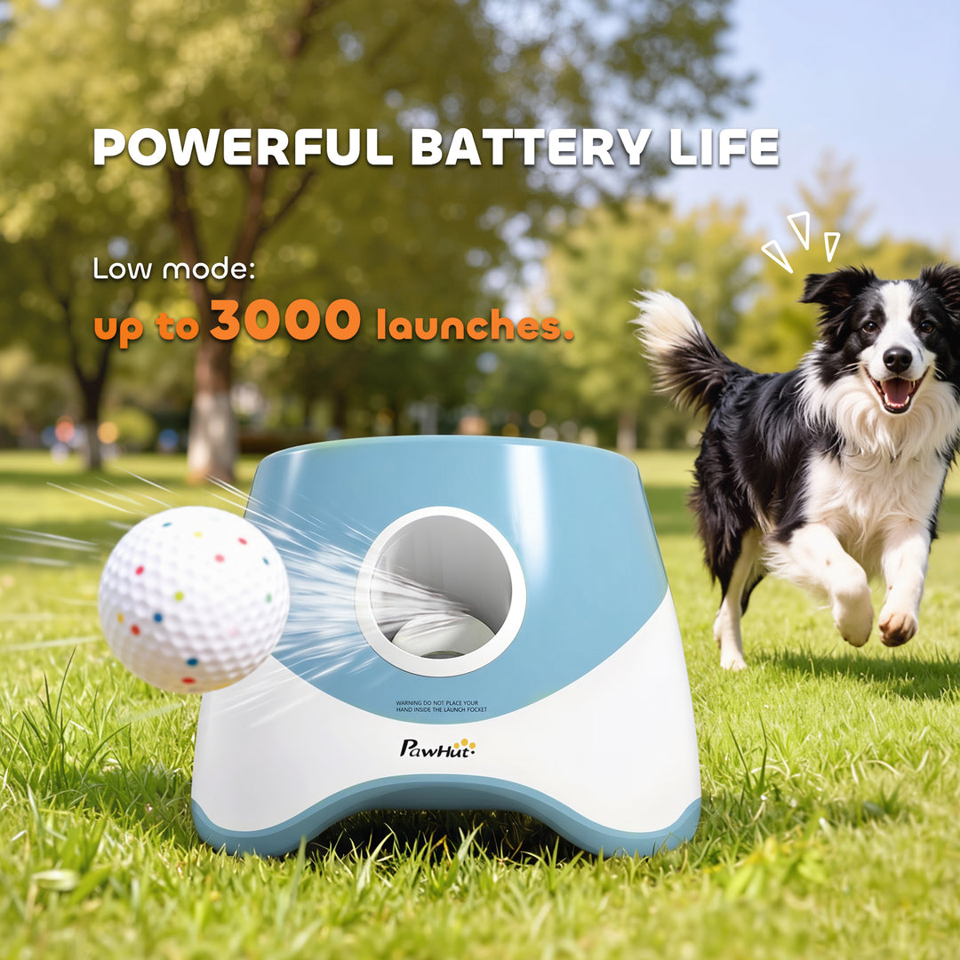 Automatic Dog Ball Launcher with 5 ETPU Balls 5.8 cm, 3 Distance Setti