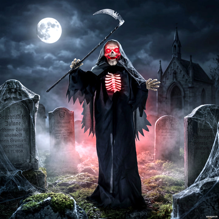 170cm Life Size Animated Grim Reaper Halloween Decoration, Scary Hallo