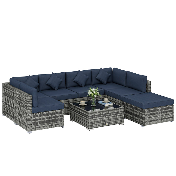 8 Pieces PE Rattan Corner Sofa Set, Outdoor Garden Furniture Set, Pati