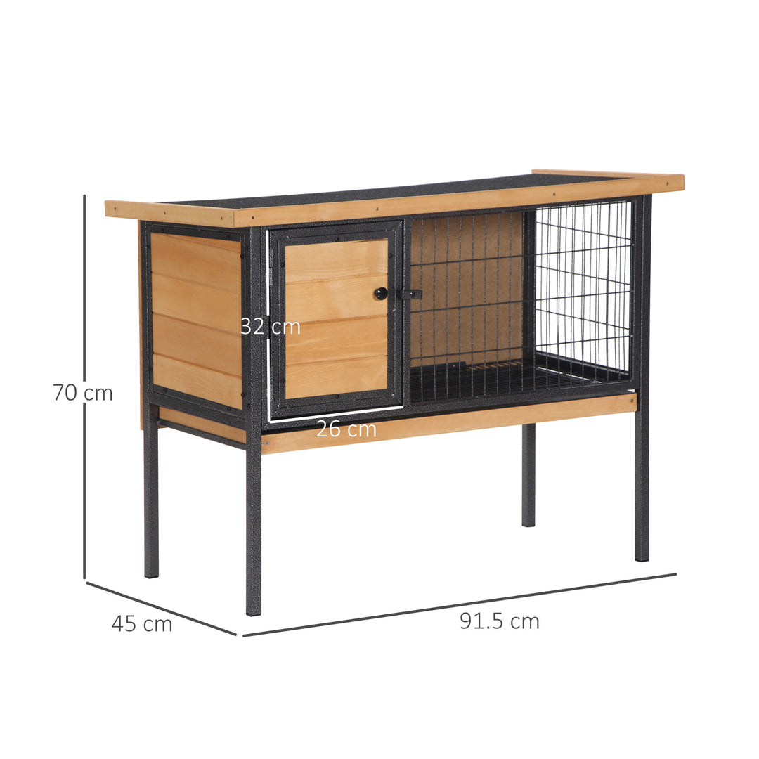 Wooden Guinea Pigs Hutches Elevated Pet House Bunny with Slide-Out Tray Outdoor Natural