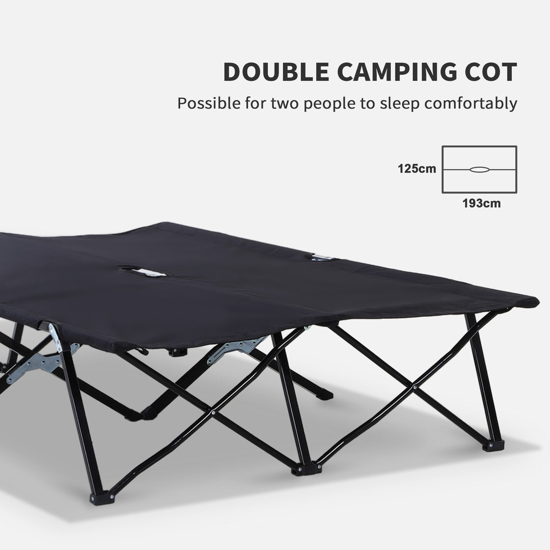 Double Camping Cot Bed, with Bag - Black