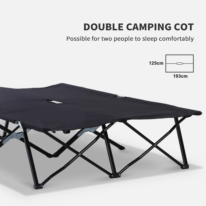 Double Camping Cot Bed, with Bag - Black