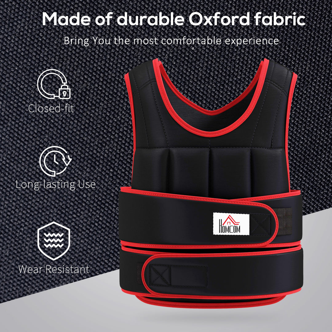 MCL 20kg Weighted Vest, Adjustable Running Weight Vest with 38 Weight Bags for Men or Women Cardio Exercise, Black and Red
