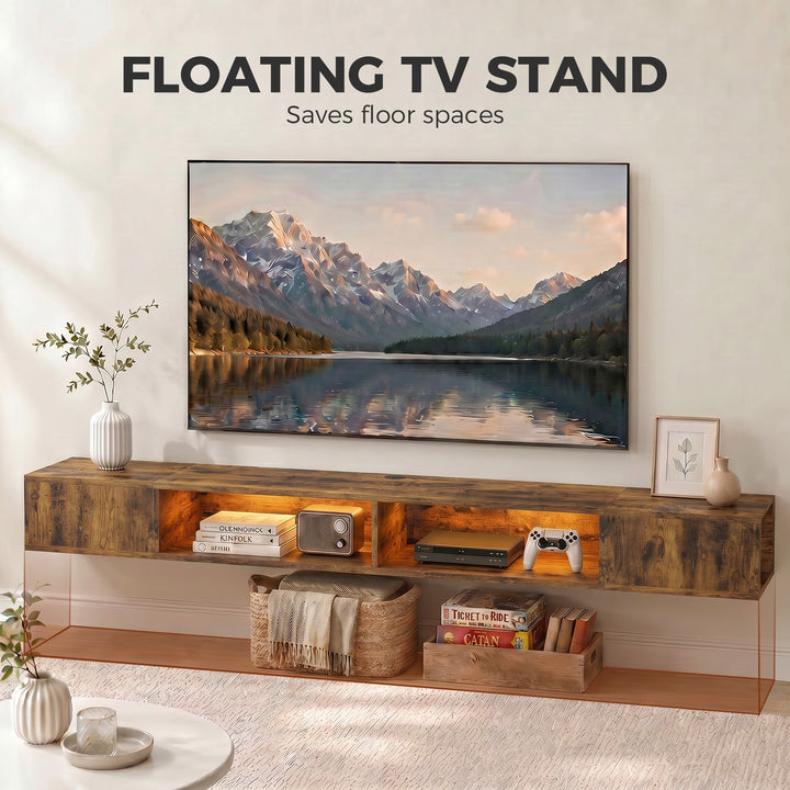 Wall Mounted TV Stand with RGB LED Lights, Floating Entertainment Cent