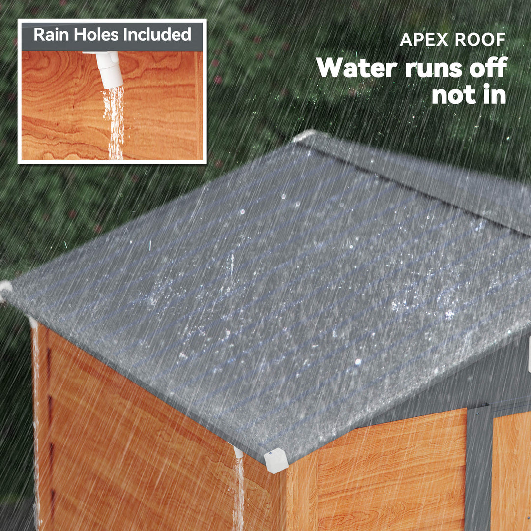 MCL 6.5 x 5ft Metal Garden Shed, House Hut Gardening Tool Storage with Ventilations, Sliding Door, Sloped Roof for Garden, Patio, Brown