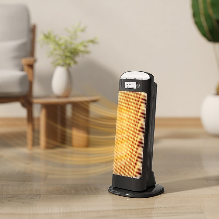 MCL Ceramic Space Heater, 2000W Fan Electric Heater with 4 Modes, Adjustable Thermostat, 55° Oscillation, Tip-Over and Overheat Protection for Bedroom, Home Office, Black