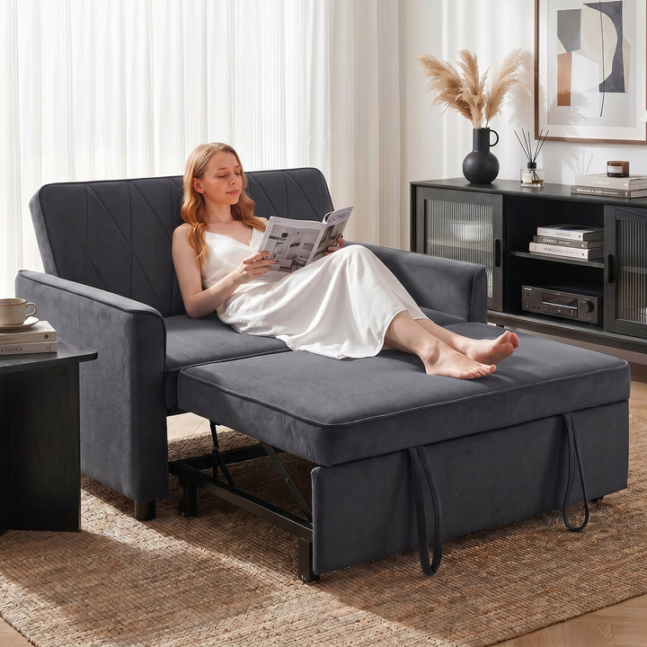 2 Seater Sofa Bed, 3-in-1 Convertible Pull Out Sleeper Sofa with Click