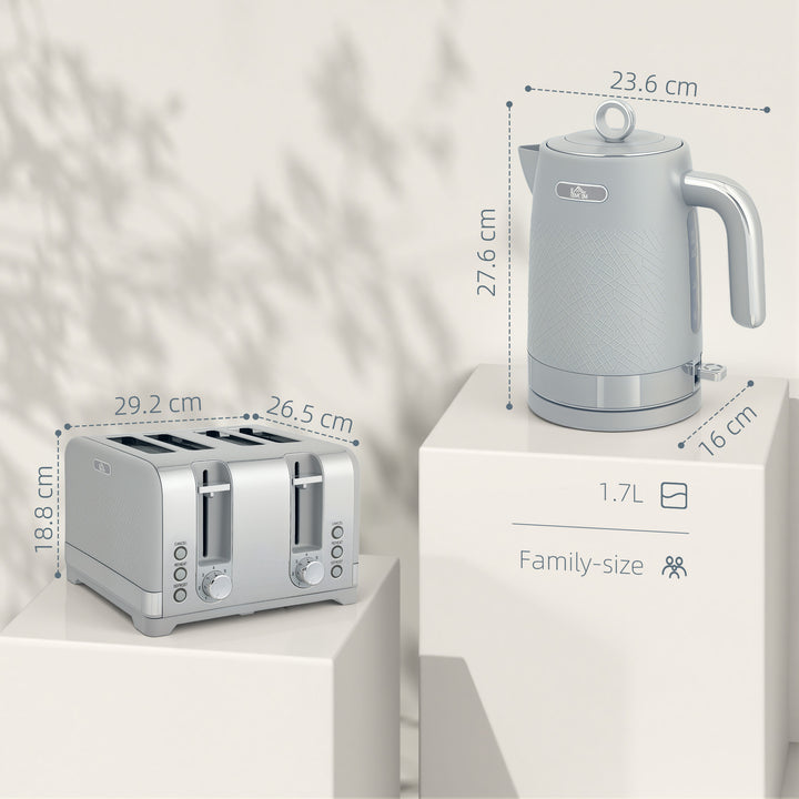MCL Sleek Textured Kettle and Four-Slice Toaster Set - Grey