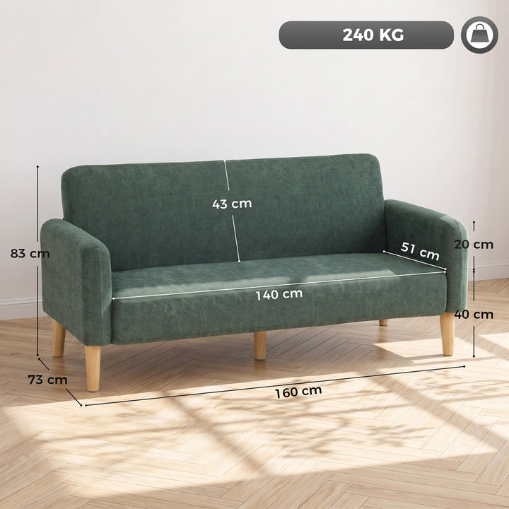 2 Seater Sofa, Velvet Small Couch with 20cm Thick Padding, Wide and - view 3