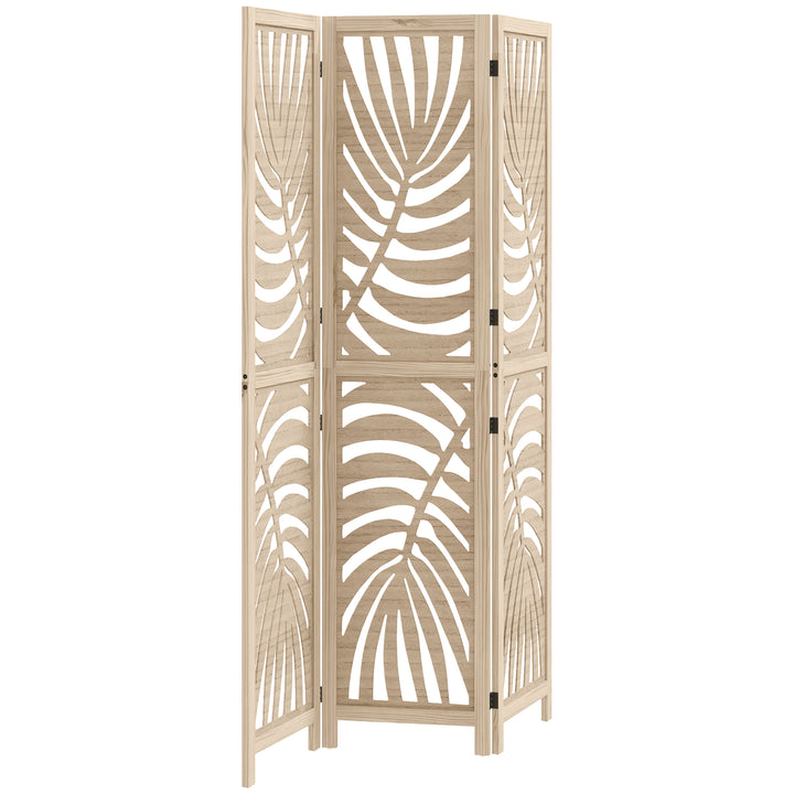 3 Panel Room Divider, Detachable Folding Privacy Screens with Palm Leaf Design for Home Office