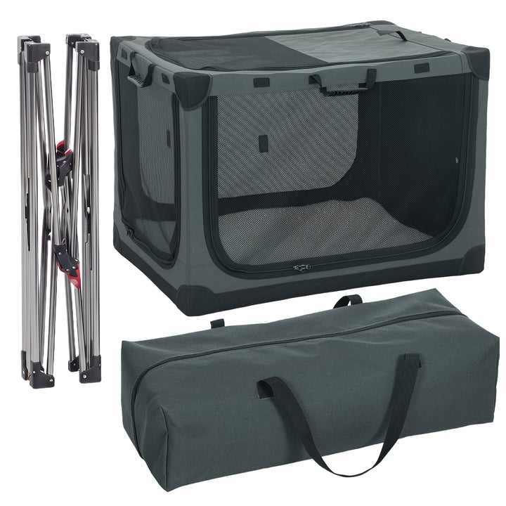 Soft Dog Crate Pet Travel Crate 90 x 64 x 64 cm with Removable Pad Mes