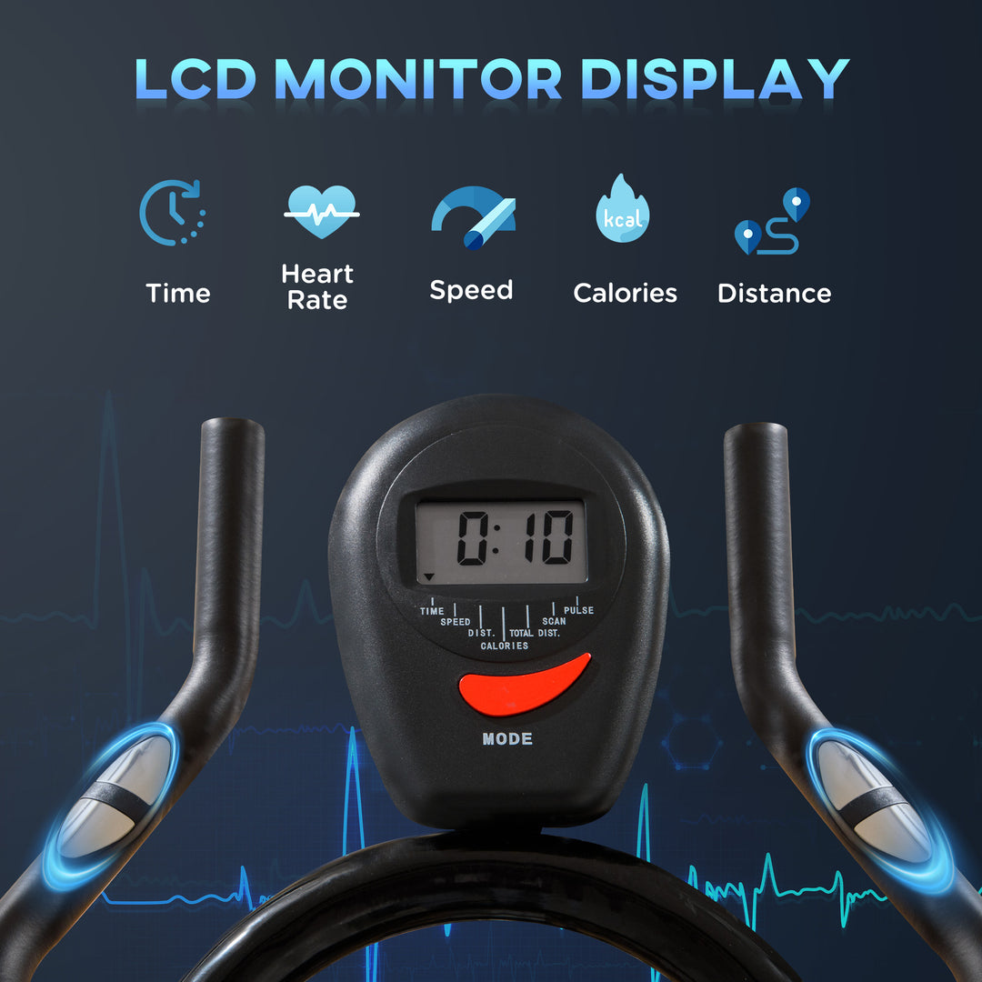 MCL Stationary Exercise Bike, 8kg Flywheel Indoor Cycling Workout Fitness Bike, Adjustable Resistance Cardio Exercise Machine w/ LCD Monitor Pad and Phone Holder for Home, Gym, Office, Black