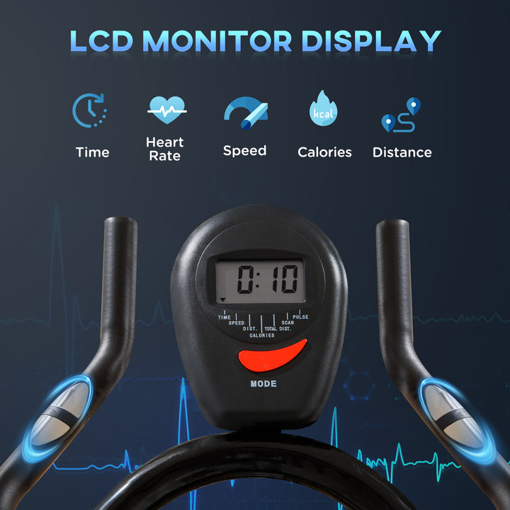 MCL Stationary Exercise Bike, 8kg Flywheel Indoor Cycling Workout Fitness Bike, Adjustable Resistance Cardio Exercise Machine w/ LCD Monitor Pad and Phone Holder for Home, Gym, Office, Black