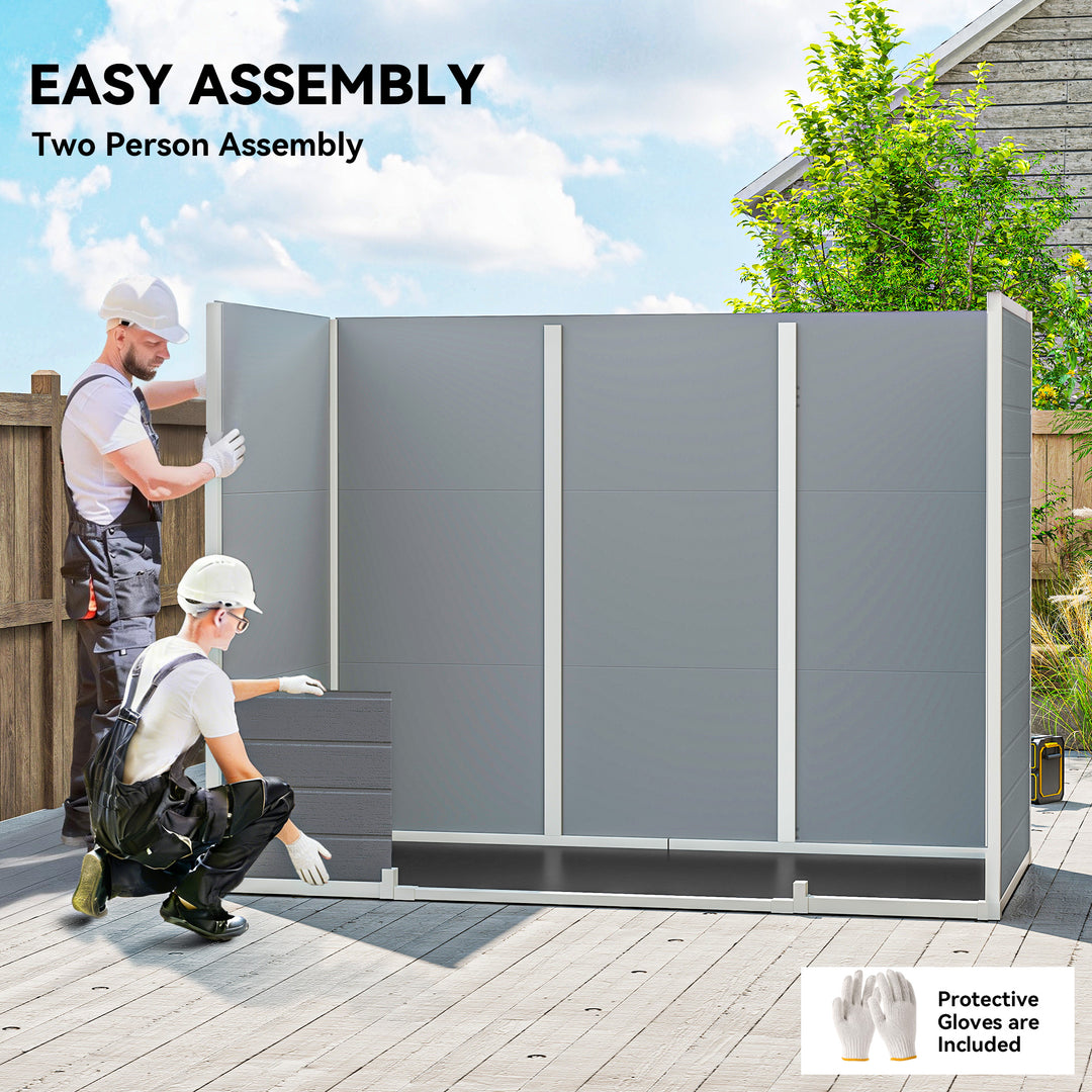 8 x 4 ft Plastic Garden Shed, Wood-Effect Outdoor Storage Shed with Fl