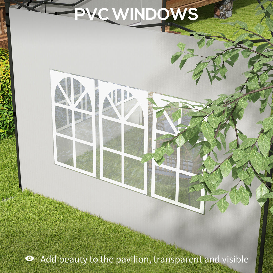 Outsunny Gazebo Side Panels, Sides Replacement with Window for 3x3(m) or 3x6m Gazebo Canopy, 2 Pack, White