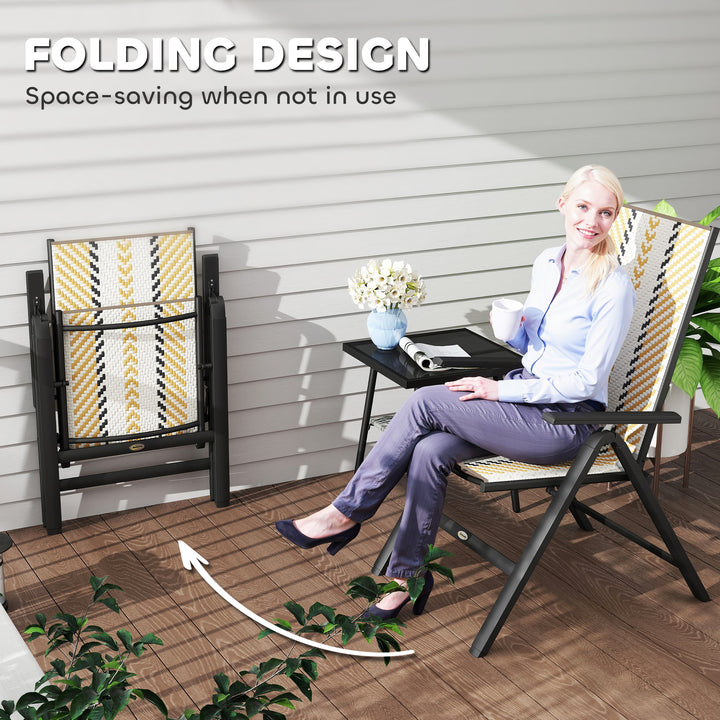Set of Two Rattan Reclining Garden Chairs - Multicolour