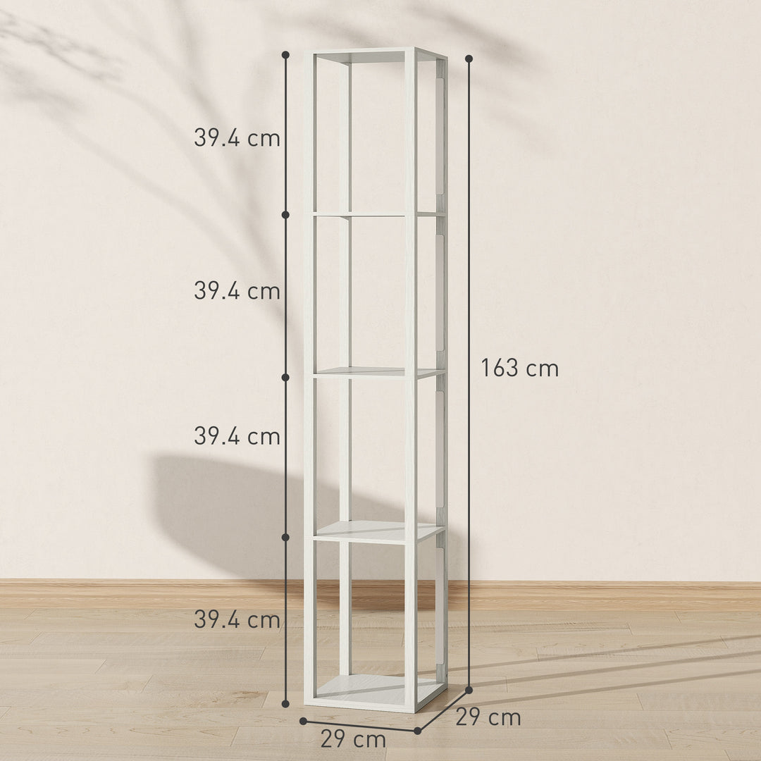 Floor Lamp with Shelves and 3 Brightness Levels - Oak