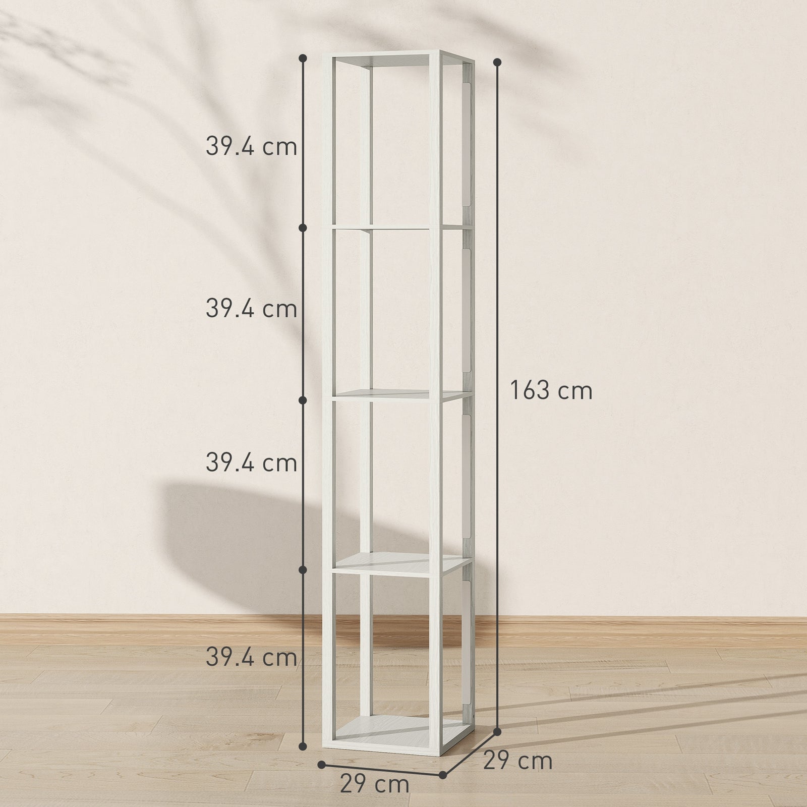 Floor Lamp with Shelves and 3 Brightness Levels - Oak