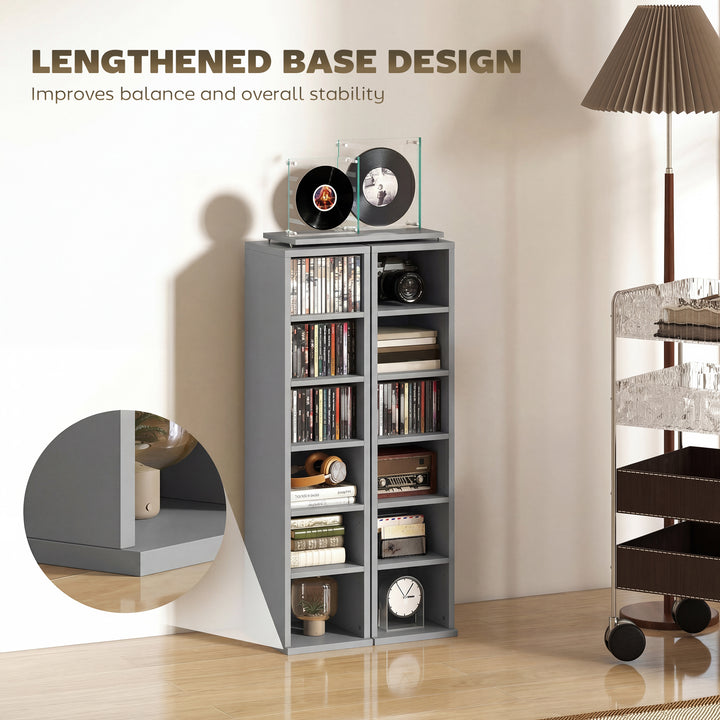 Set of 2 CD Media Display Shelf Unit Tower Rack with Adjustable Shelve