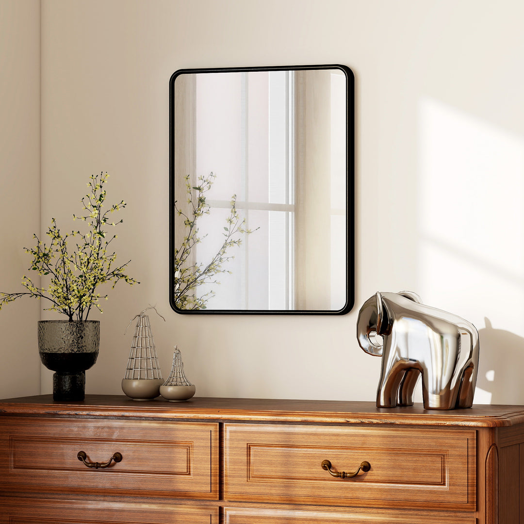 Rectangular Wall Mirror with HD Glass - Black