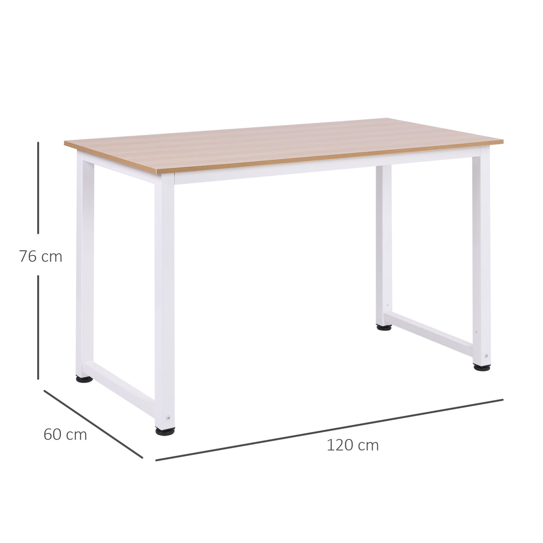 HOMCOM Adjustable Computer Desk, PC Writing Table for Home Office, Stable Workstation with Metal Frame, Oak and White | Aosom UK